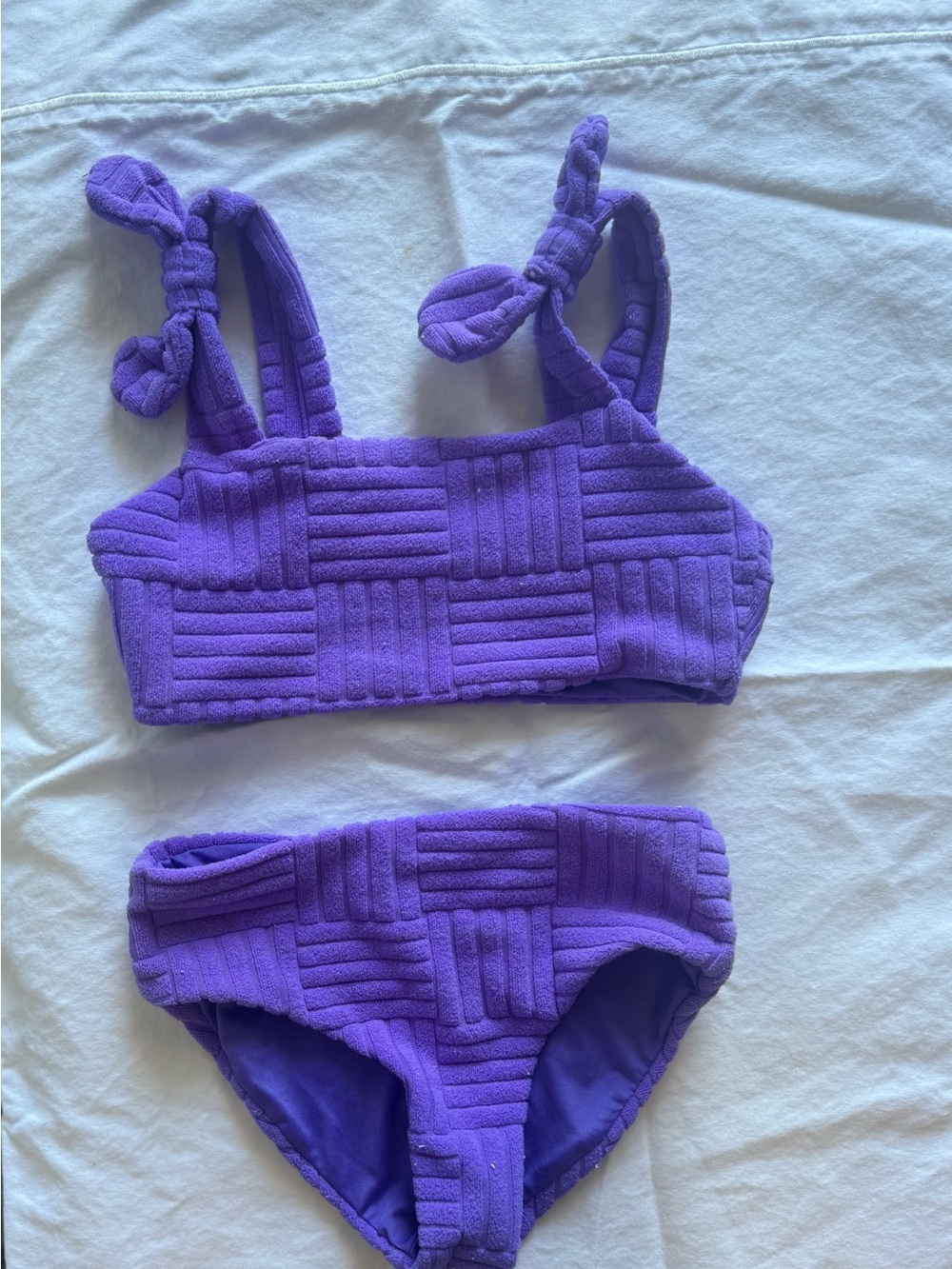 Beach Riot Kids Purple Textured Bikini Set, 3/4T